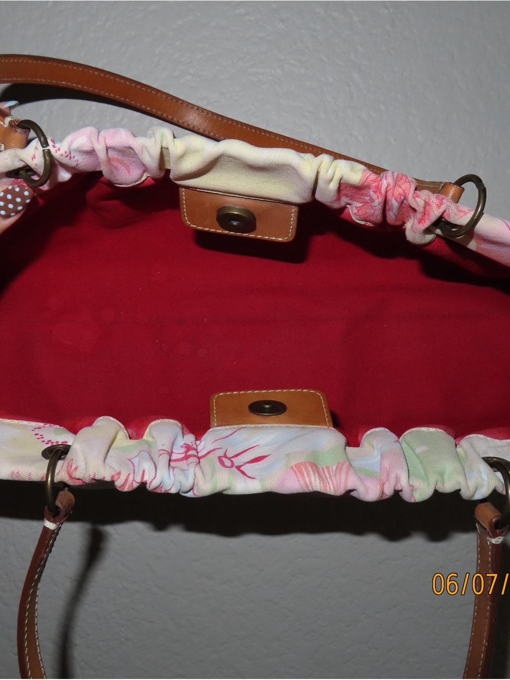 Burberry Pink, Cream & Green Floral Shoulder Bag - Picture 5 of 7